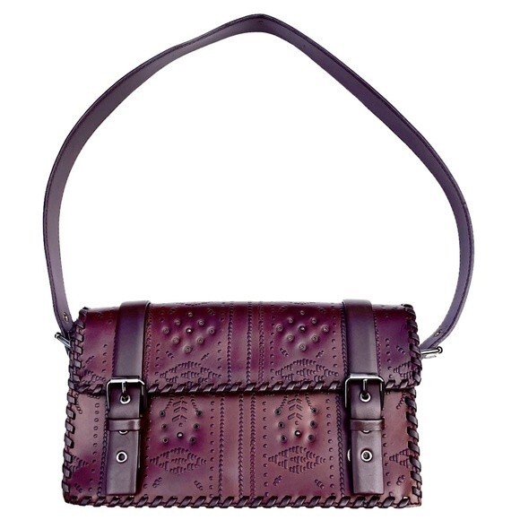 Francesco Biasia Tooled Leather Rectangular Shoulder Bag NWOT - Picture 3 of 14